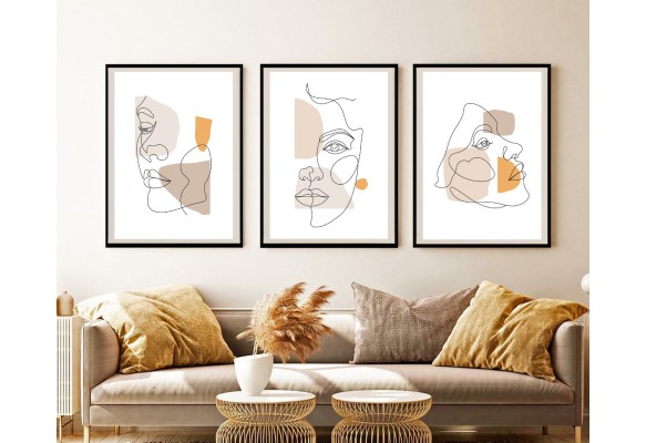 ÇERÇEVELİ ÜÇLÜ ABSTRACT TABLO SETİ
